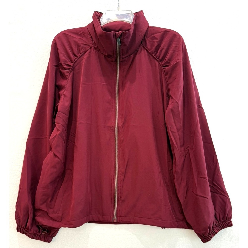 NWT Isabella Active Wear‎ Size 1X Stretch Track Jacket Burgundy